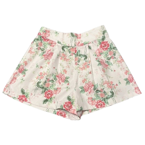 Miami Med Floral High Waist Pink and Green Shorts - Picture 1 of 4